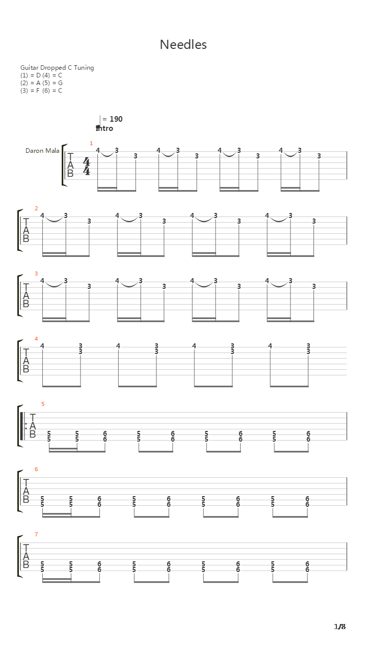 Needles吉他谱