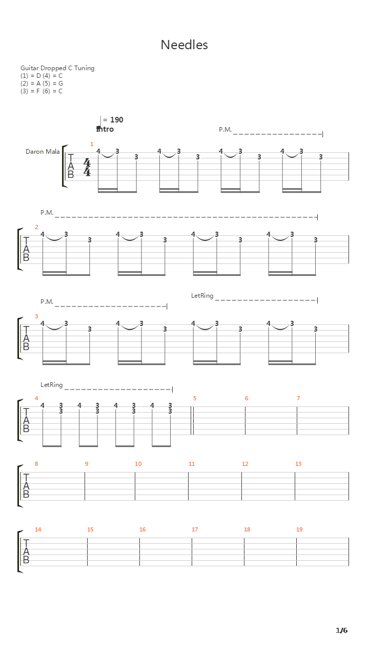 Needles吉他谱