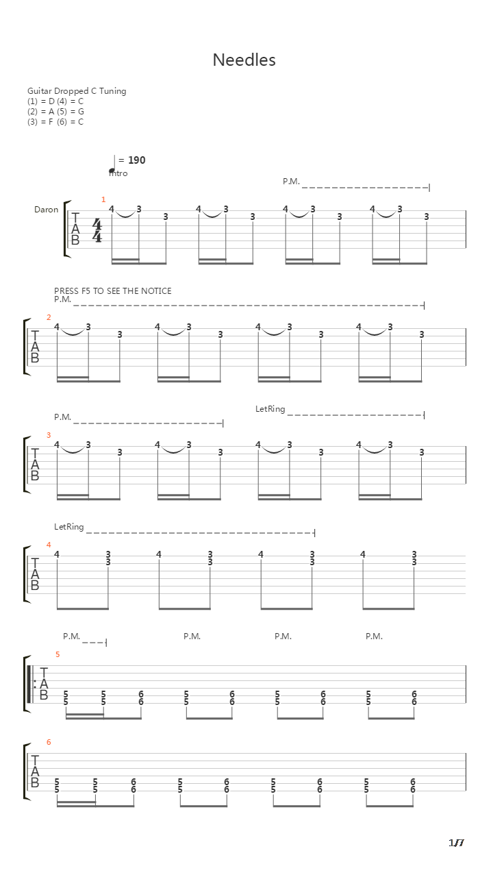 Needles吉他谱