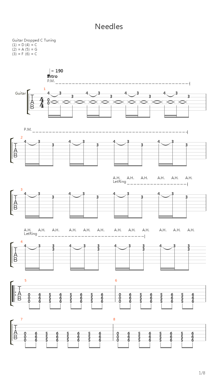 Needles吉他谱