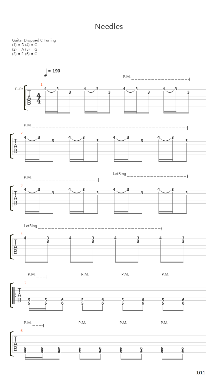 Needles吉他谱