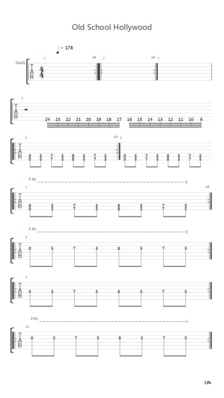 Old School Hollywood吉他谱