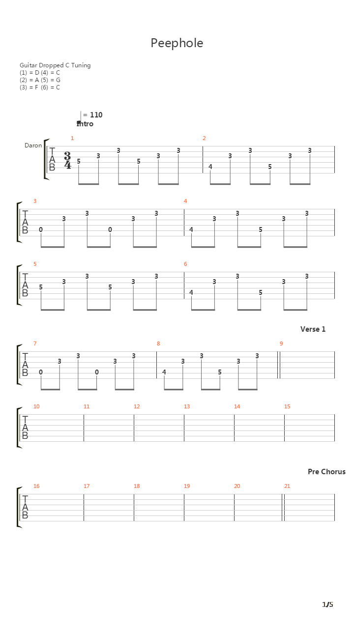 Peephole吉他谱