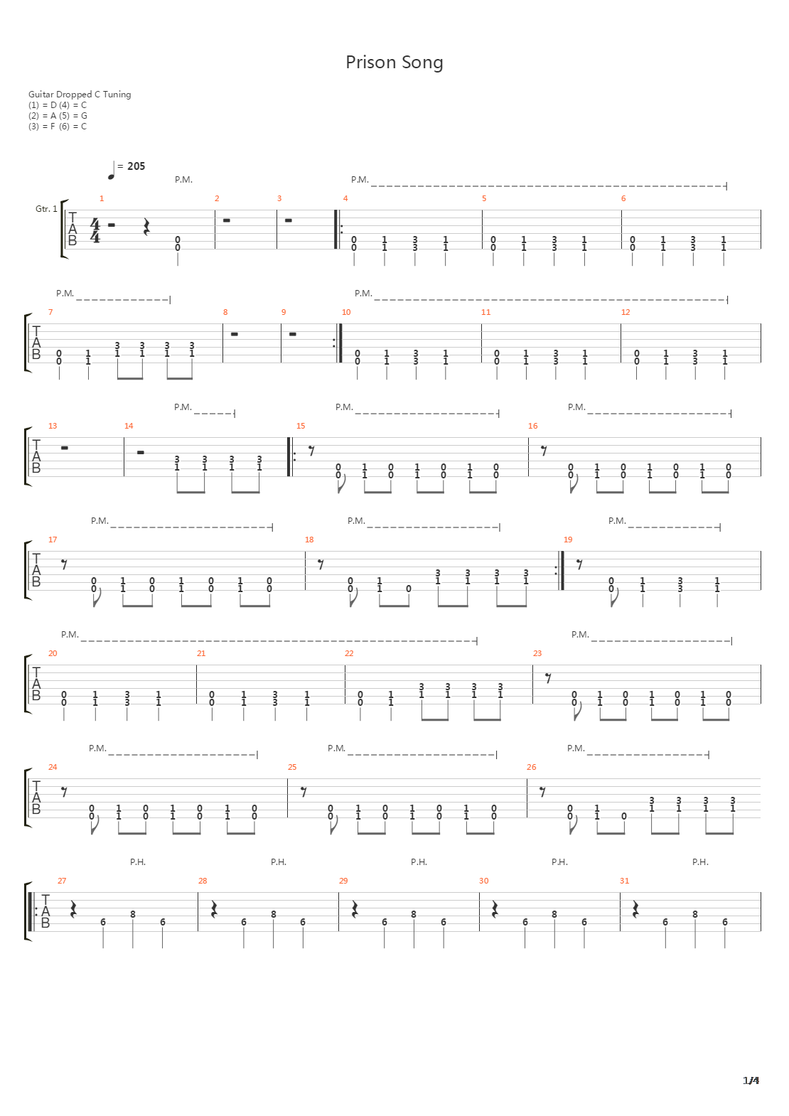 Prison Song吉他谱