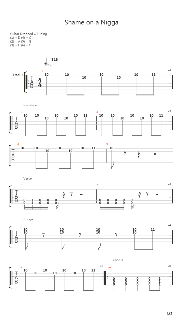 Shame On A Nigga吉他谱