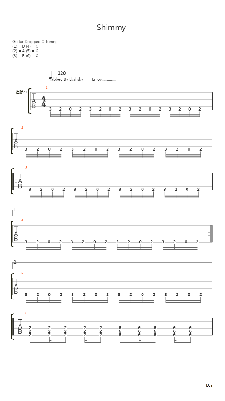 Shimmy吉他谱