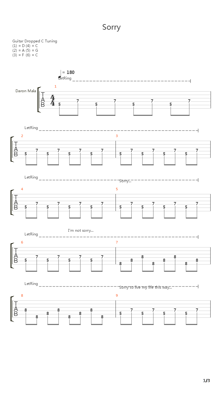 Sorry吉他谱