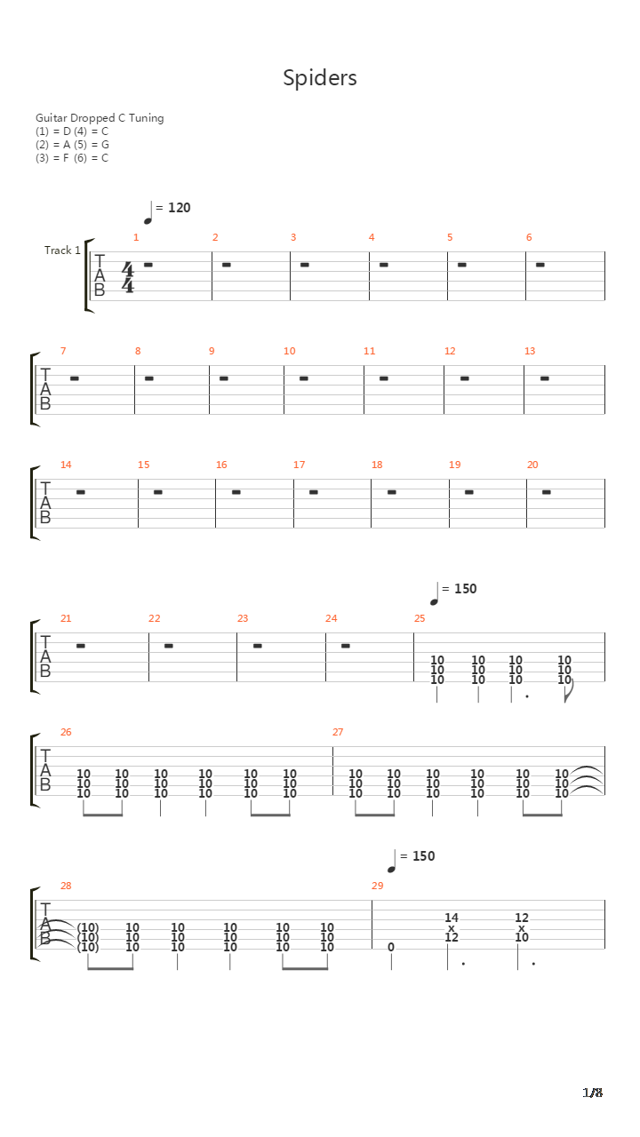 Spiders吉他谱