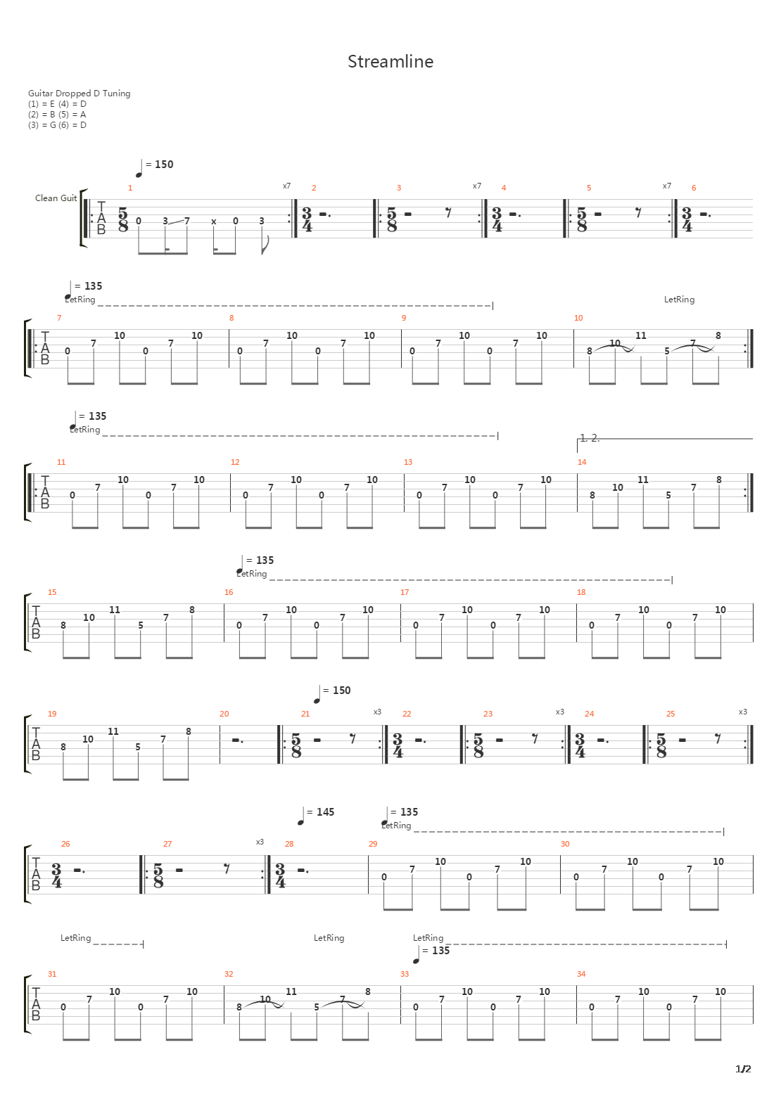 Streamline吉他谱