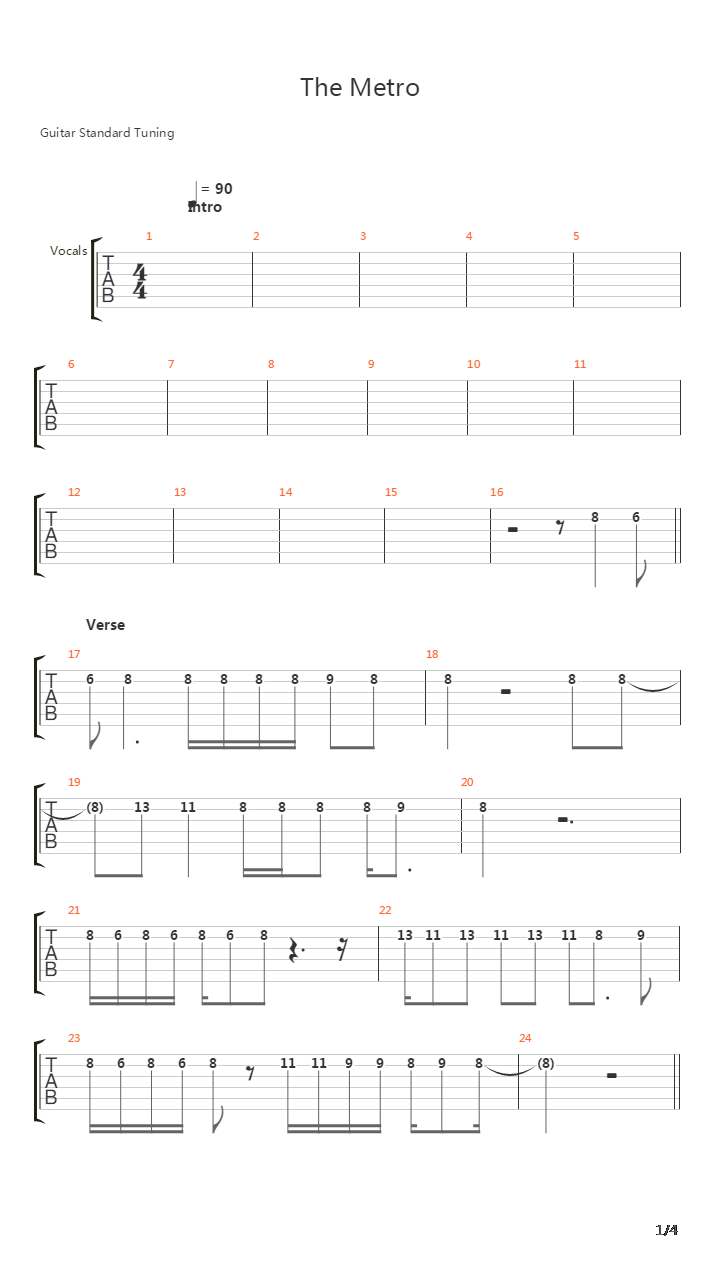 The Metro吉他谱