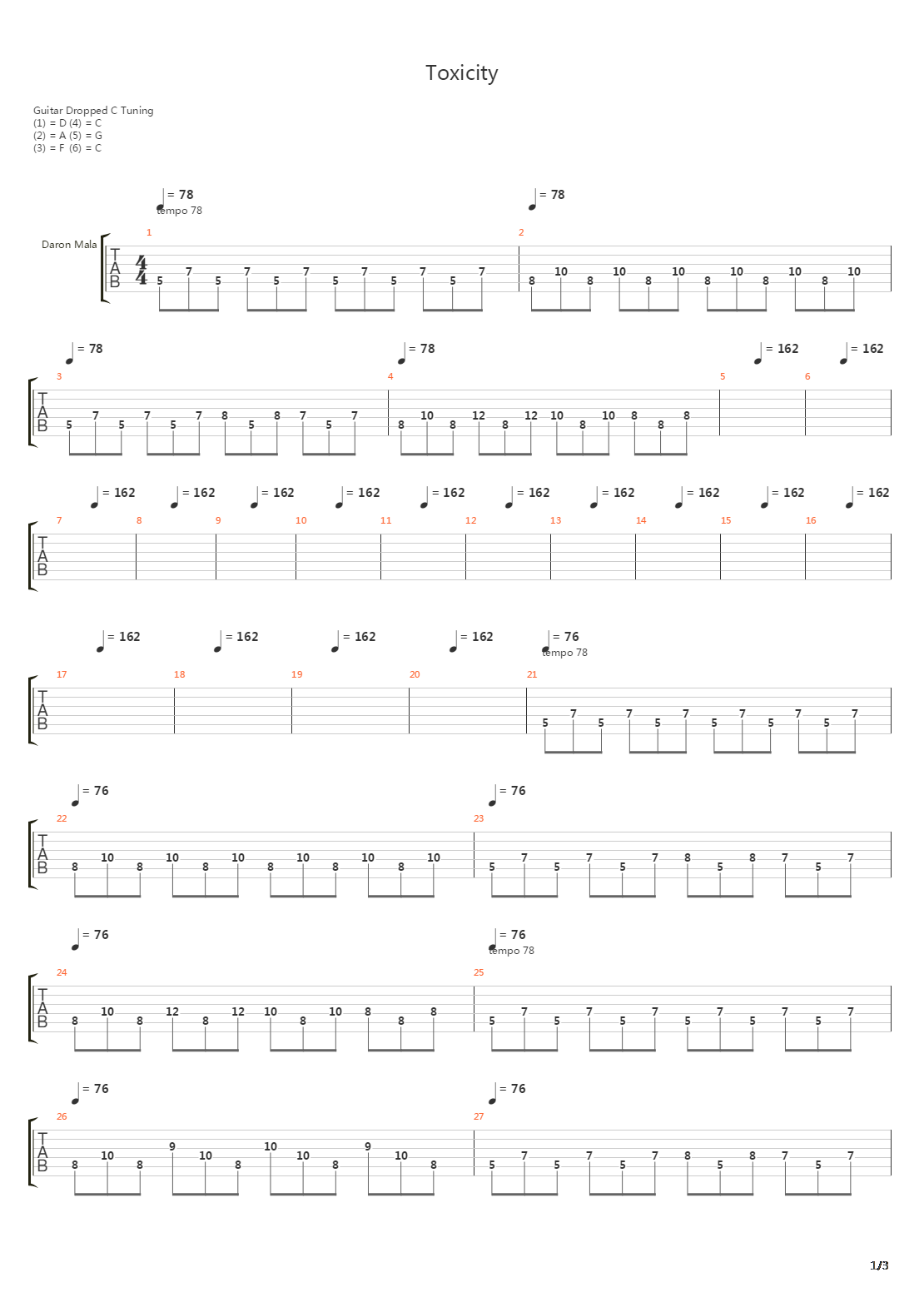 Toxicity吉他谱