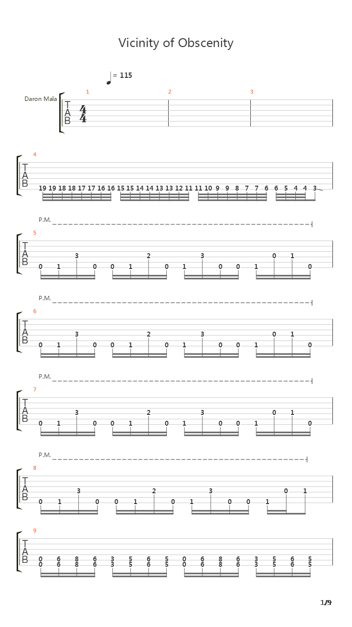 Vicinity Of Obscenity吉他谱