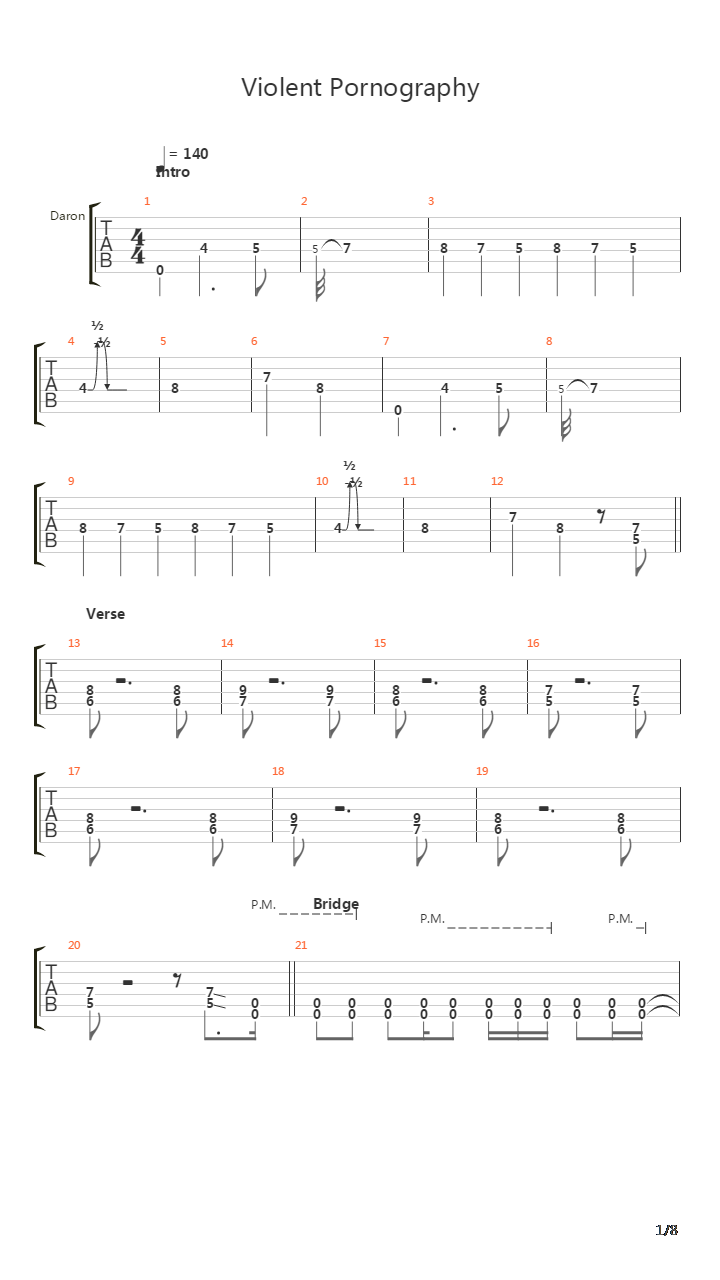 Violent Pornography吉他谱