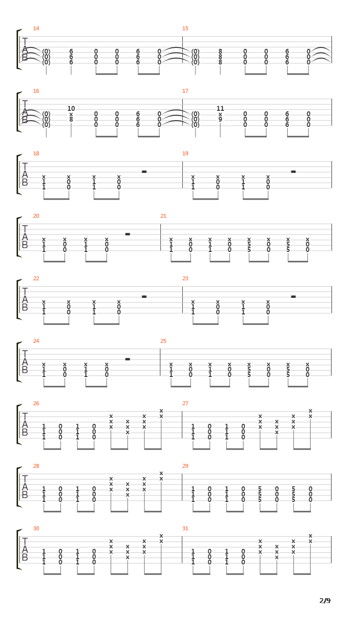 War吉他谱