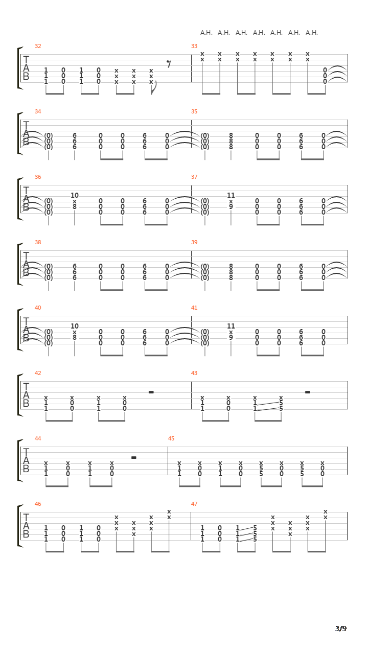 War吉他谱