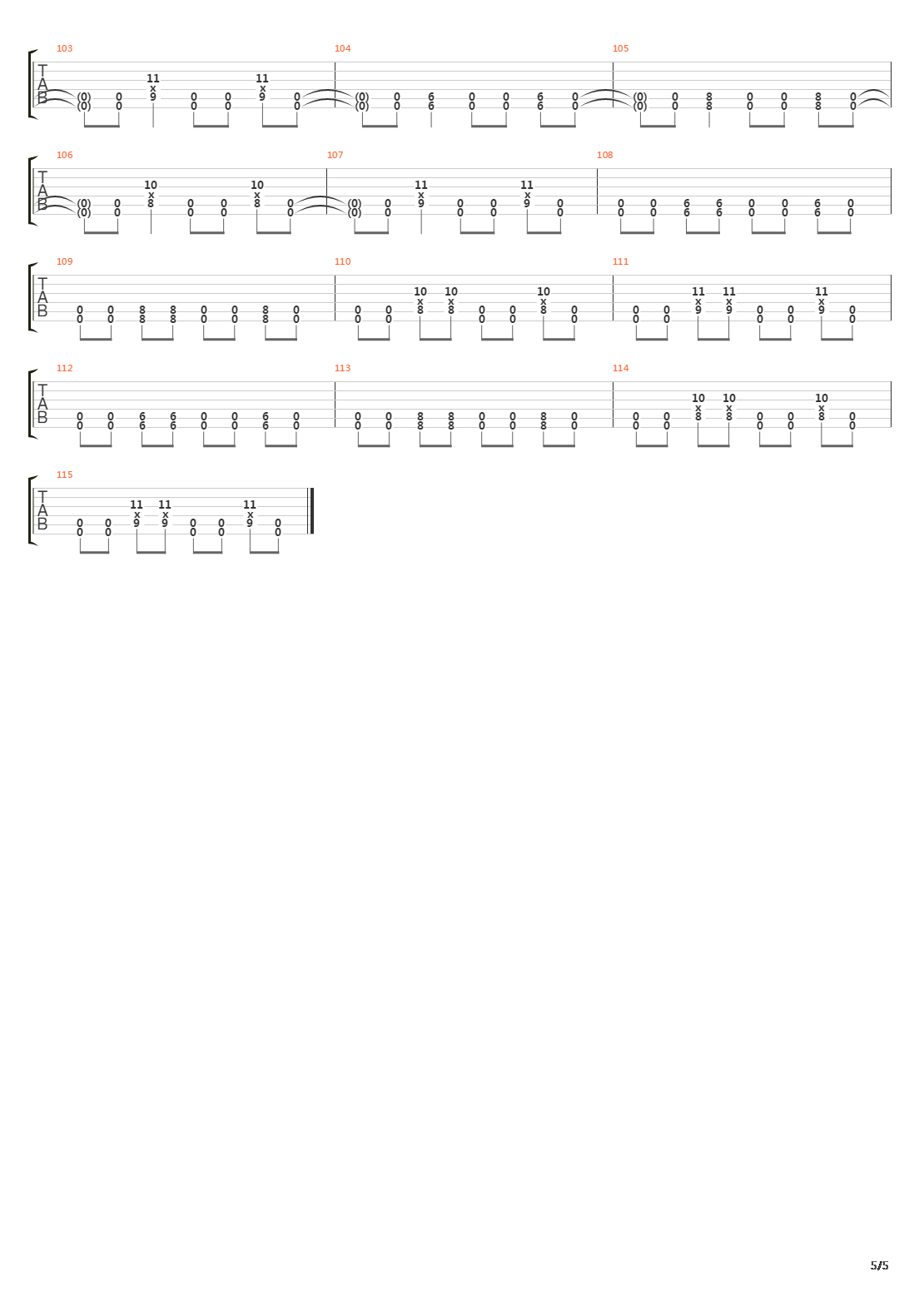 War吉他谱