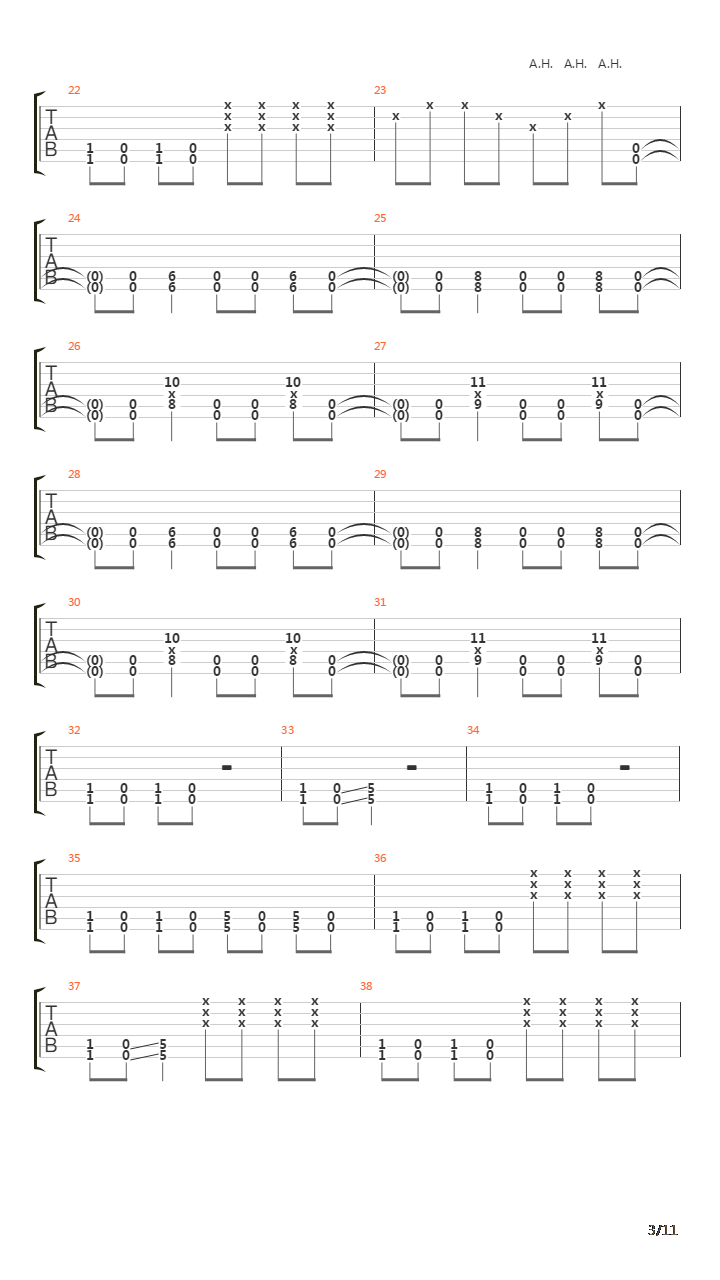 War吉他谱