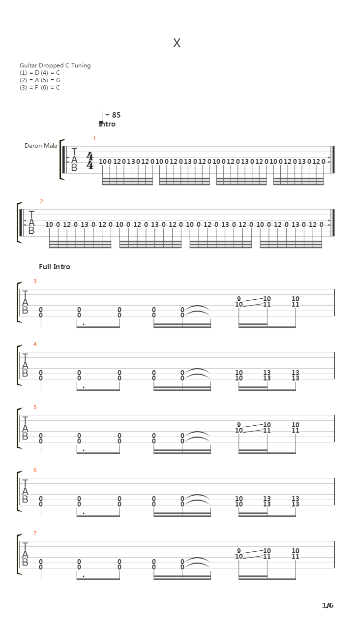 X吉他谱