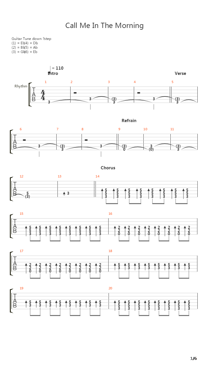 Call Me In The Morning吉他谱