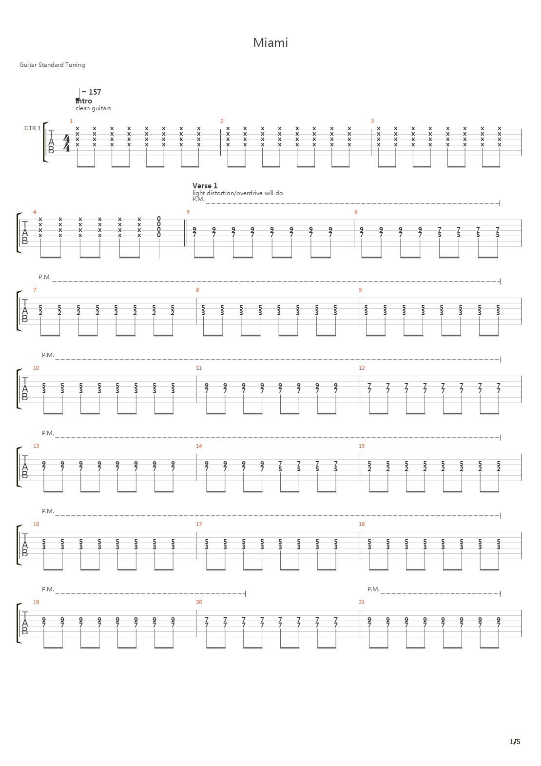 Miami吉他谱