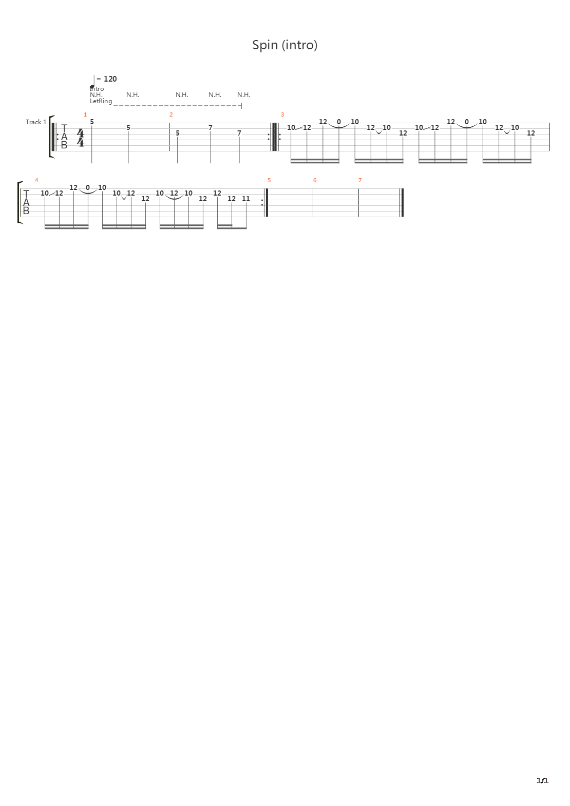 Spin吉他谱