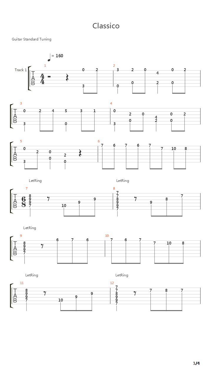 Classico吉他谱