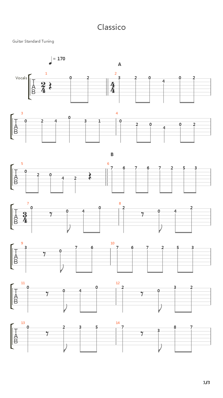 Classico吉他谱