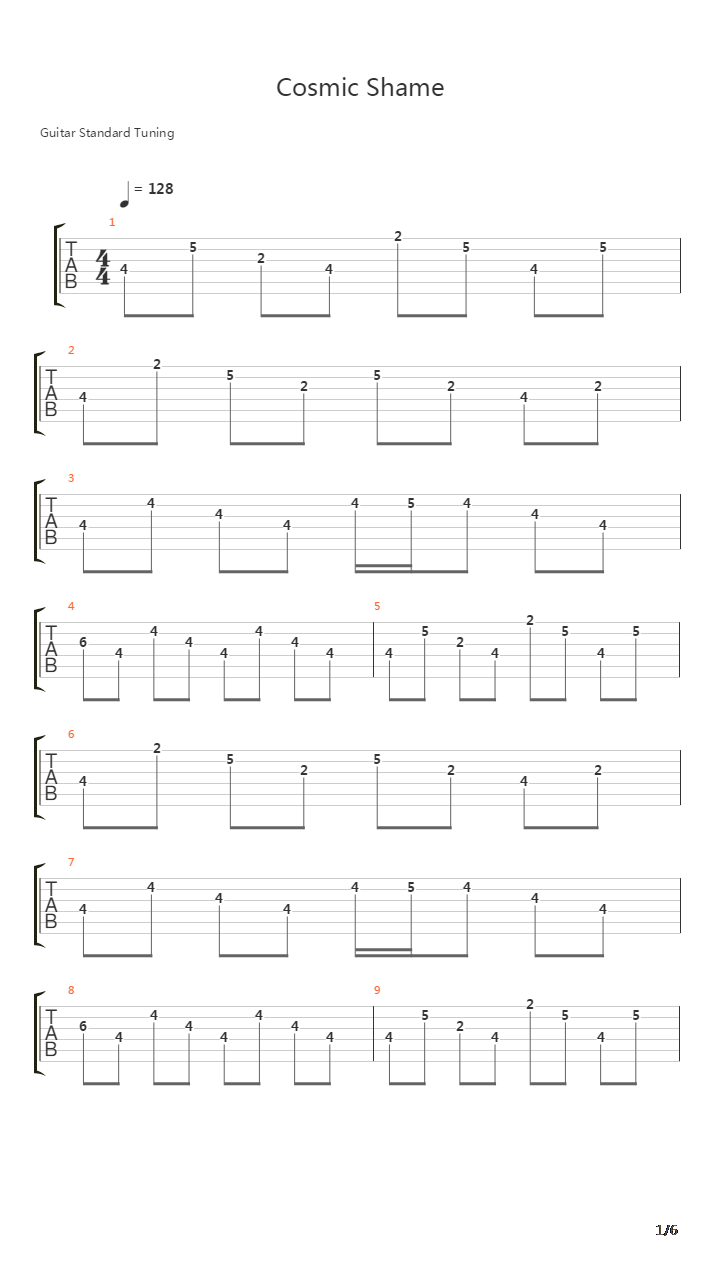 Cosmic Shame吉他谱