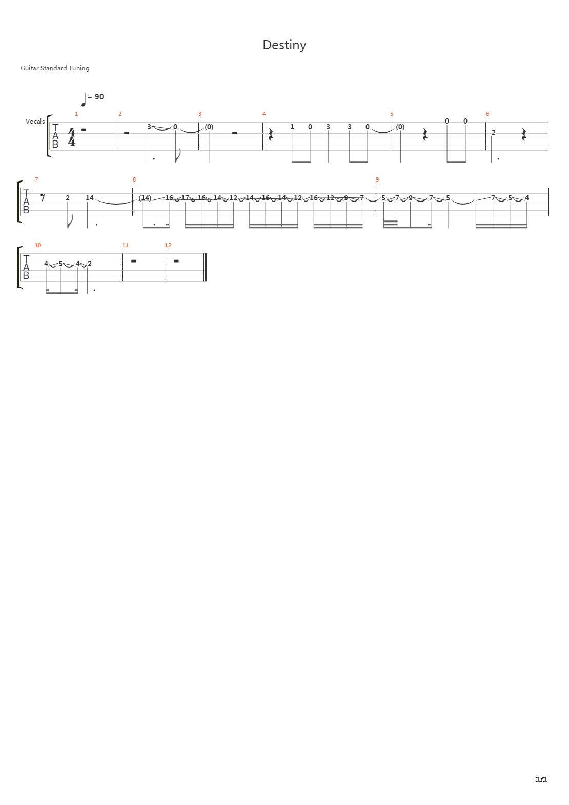Destiny吉他谱