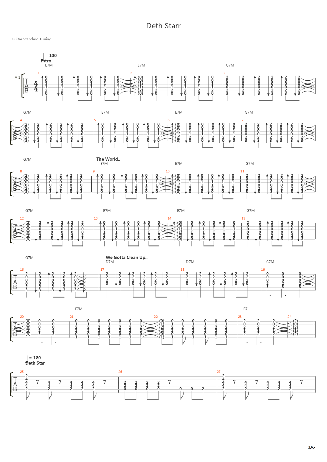 Deth Starr吉他谱