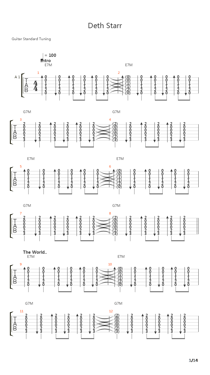 Deth Starr吉他谱
