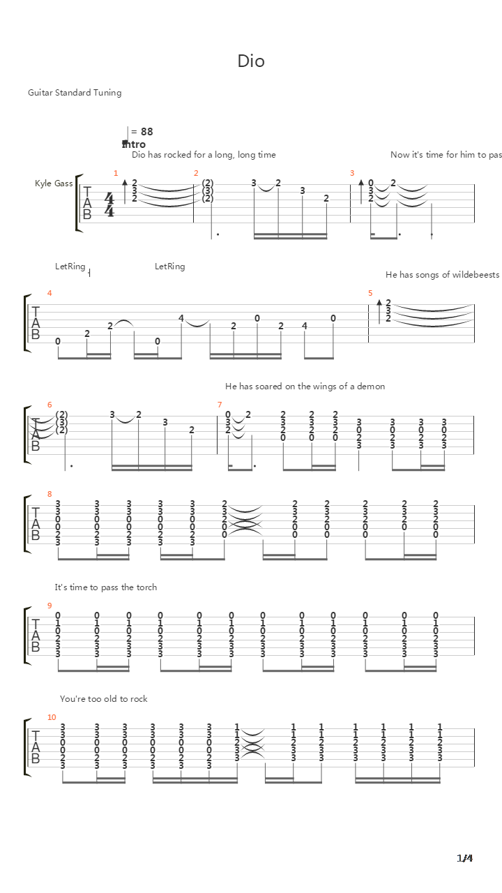 Dio吉他谱