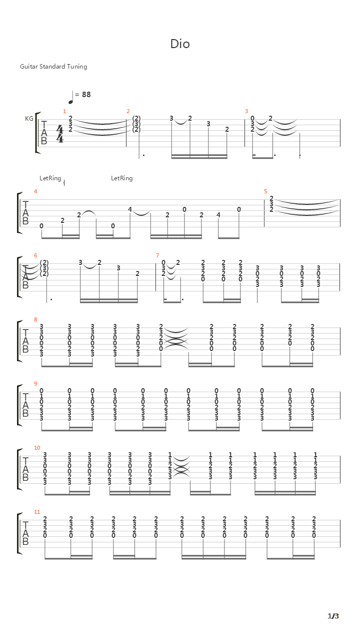 Dio吉他谱
