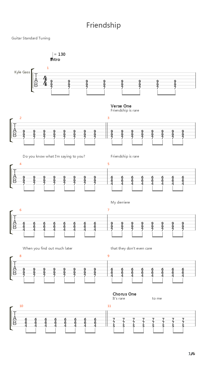 Friendship吉他谱