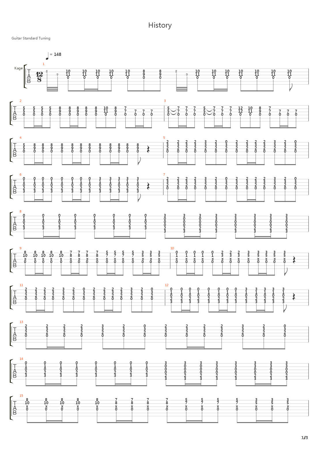 History吉他谱