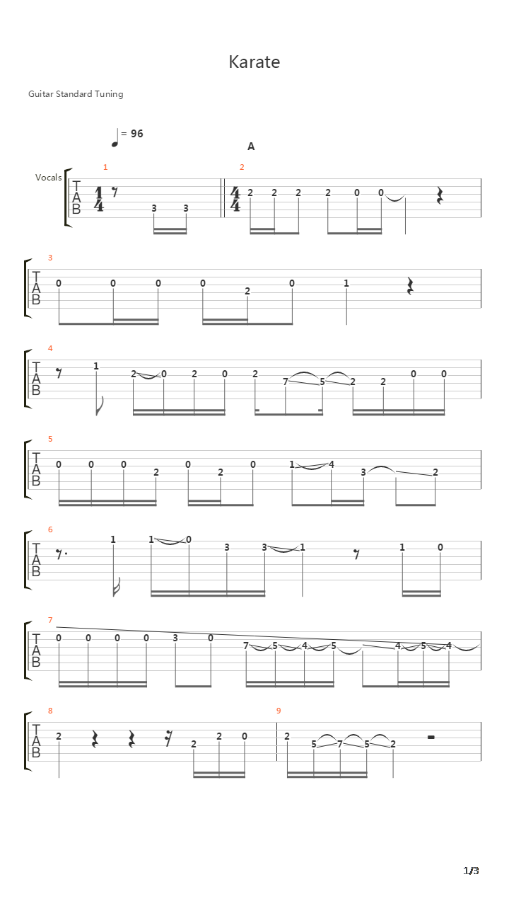 Karate吉他谱