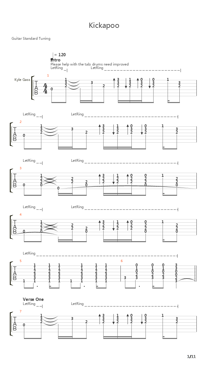 Kickapoo吉他谱