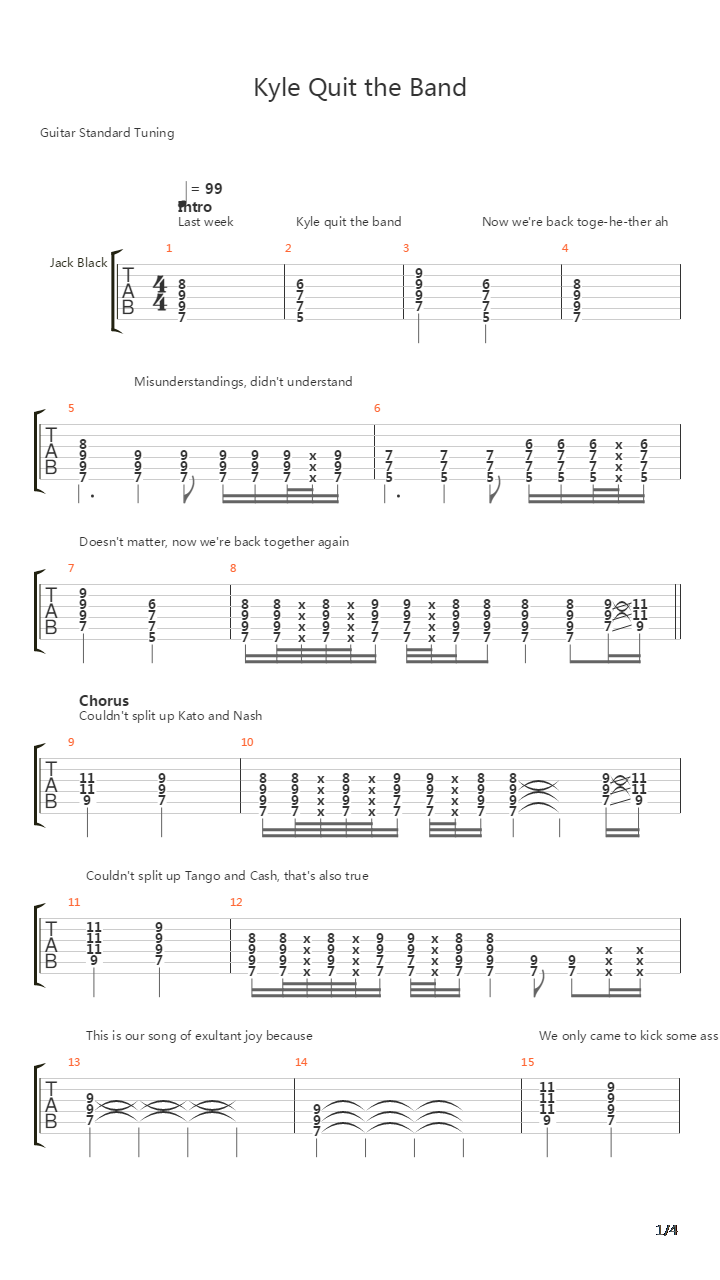 Kyle Quit The Band吉他谱