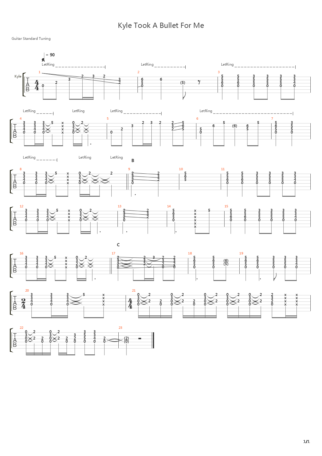 Kyle Took A Bullet For Me吉他谱