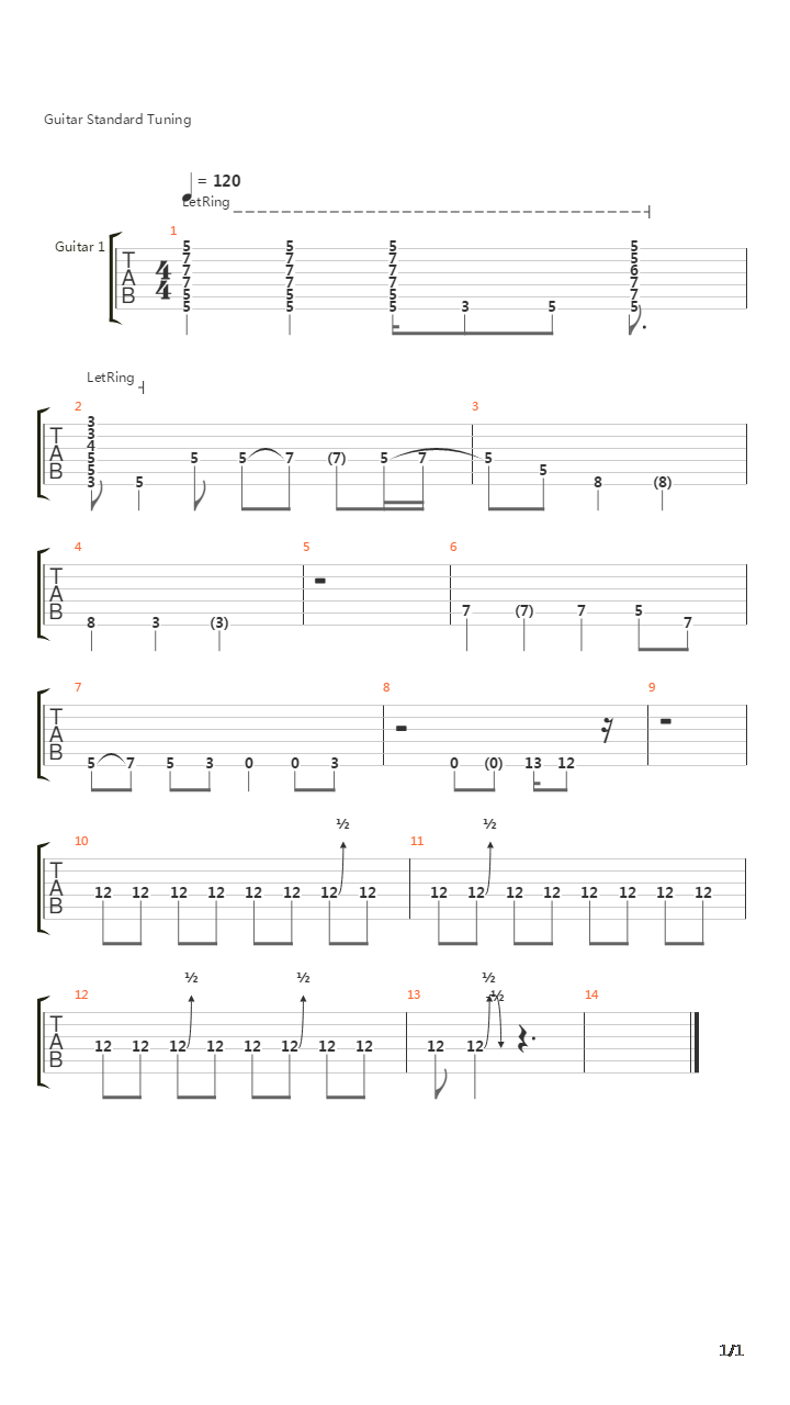 One Note Song吉他谱