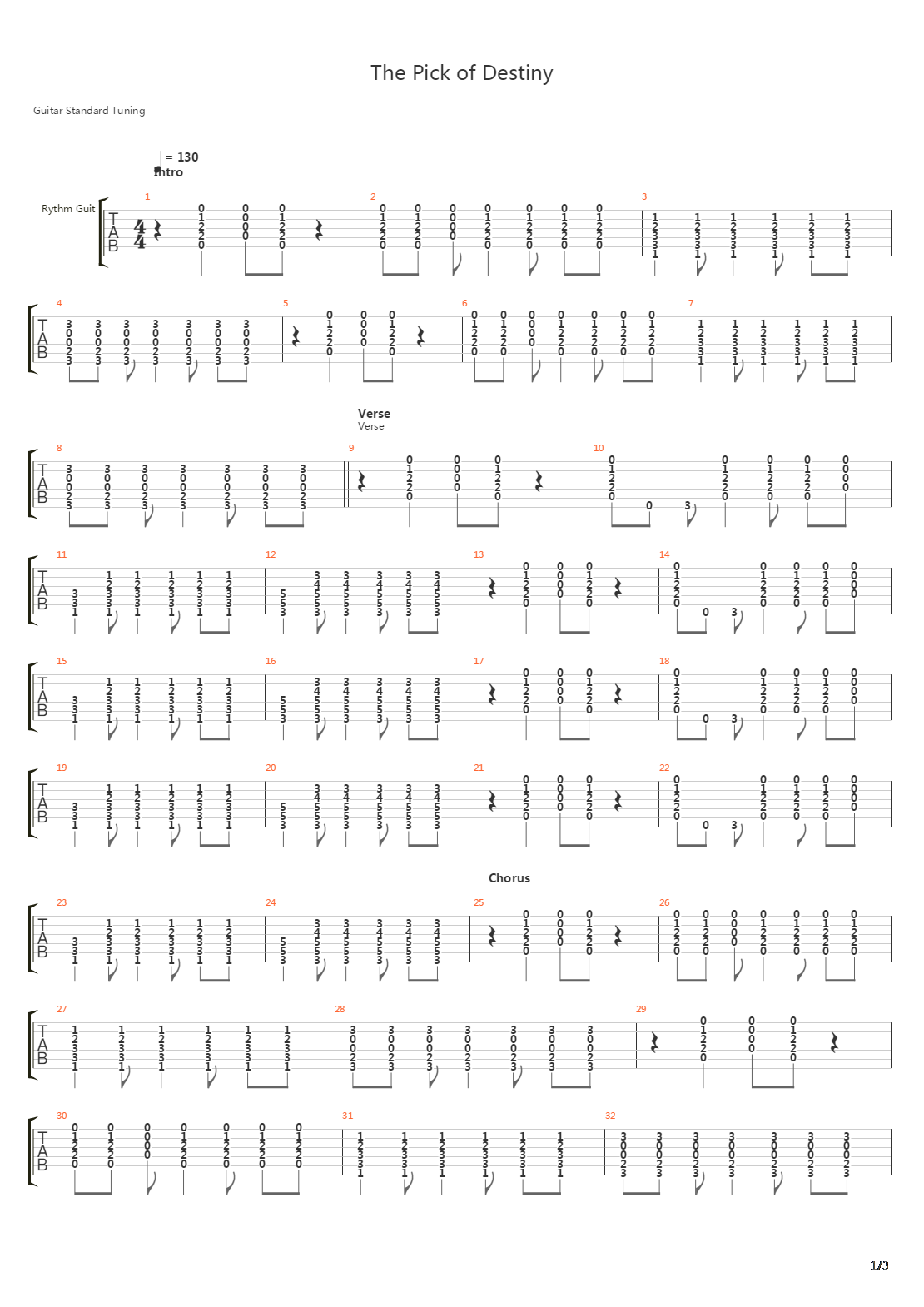 Pick Of Destiny吉他谱