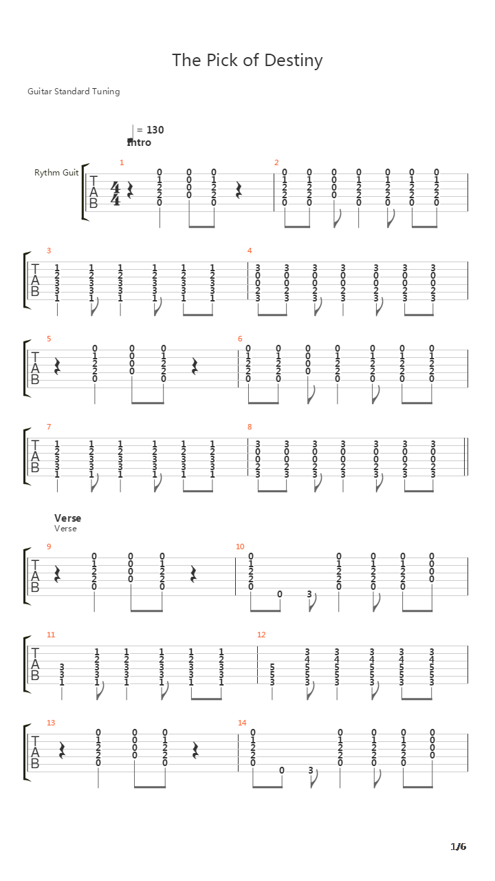 Pick Of Destiny吉他谱
