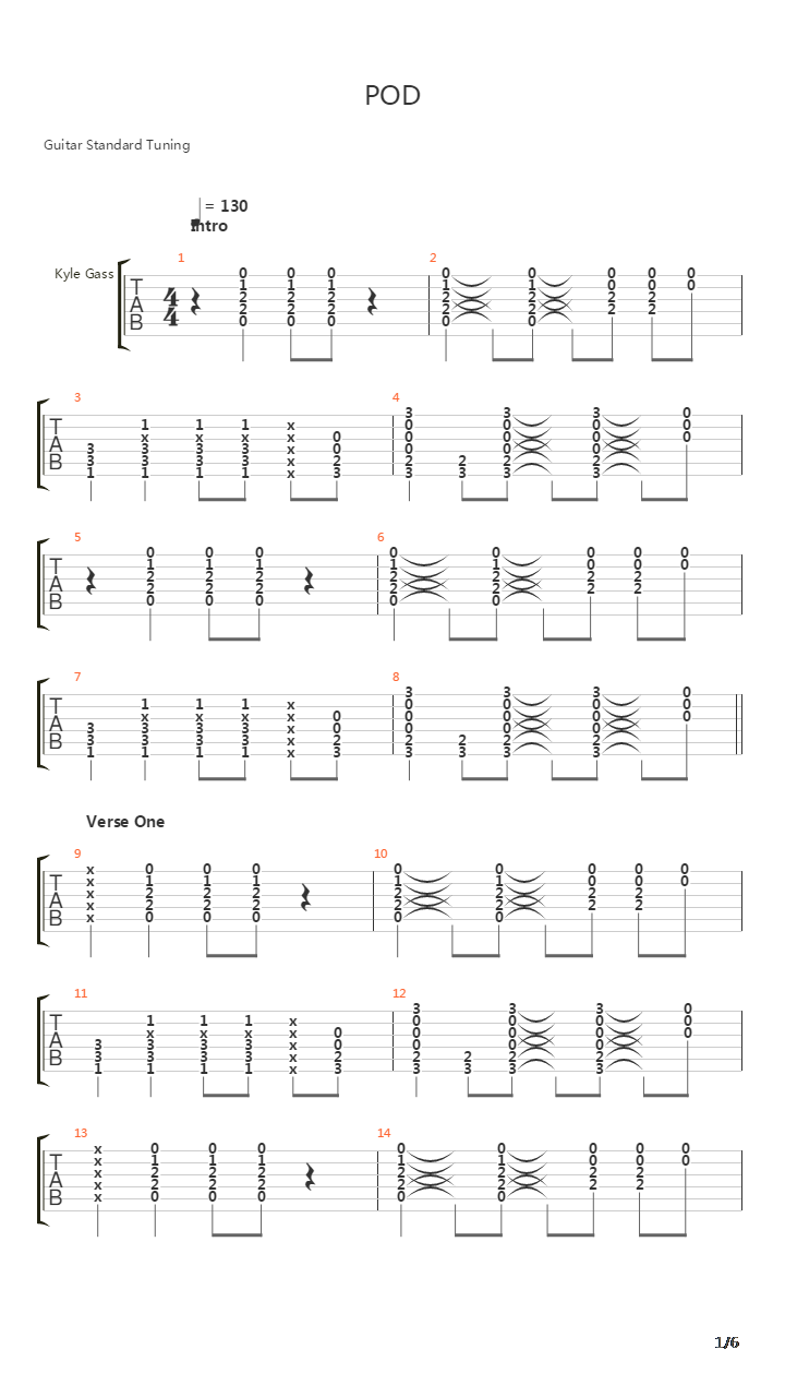 Pod吉他谱