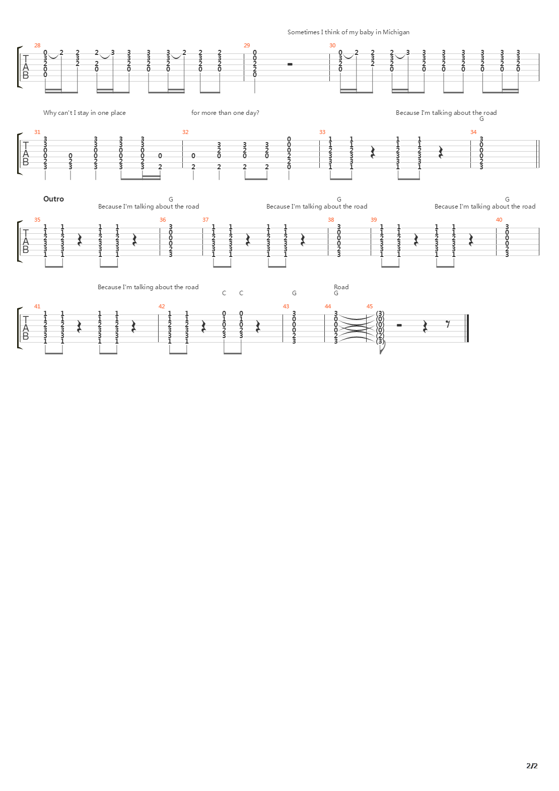 Road吉他谱