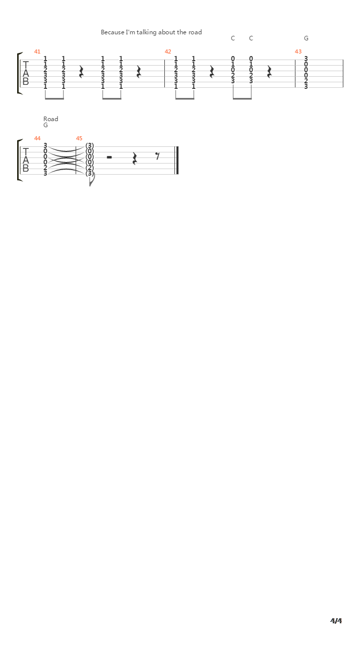 Road吉他谱