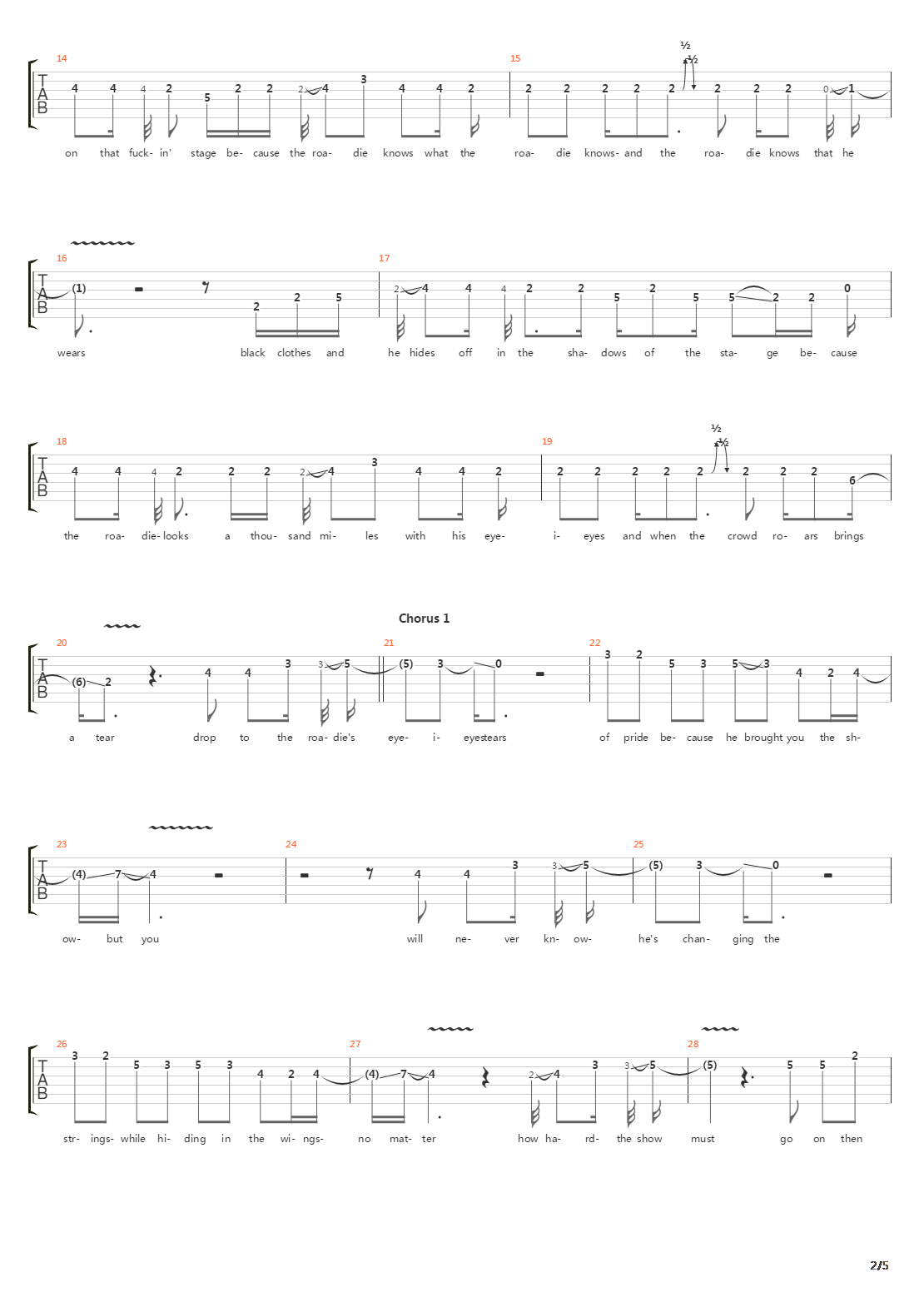 Roadie吉他谱