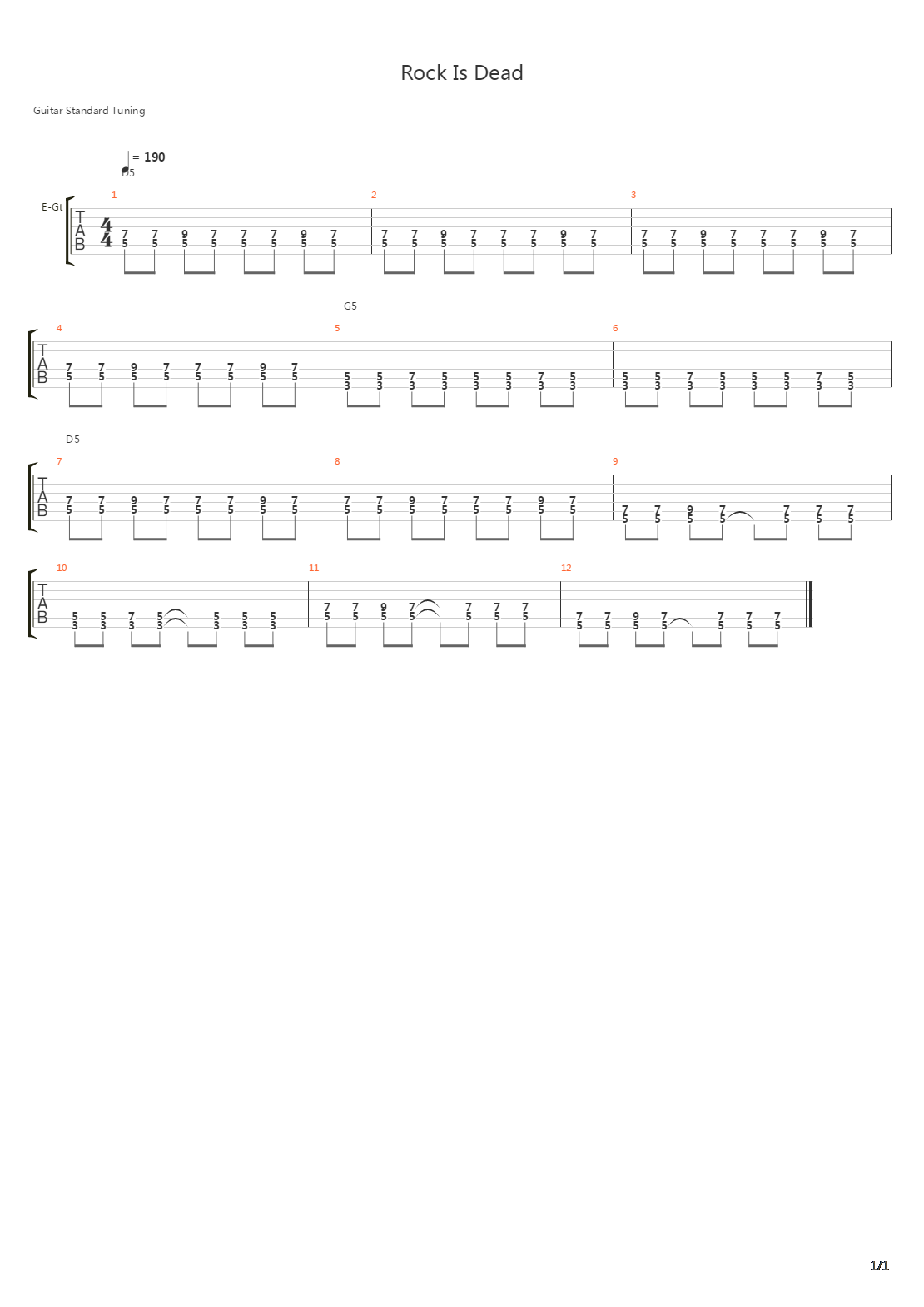 Rock Is Dead吉他谱