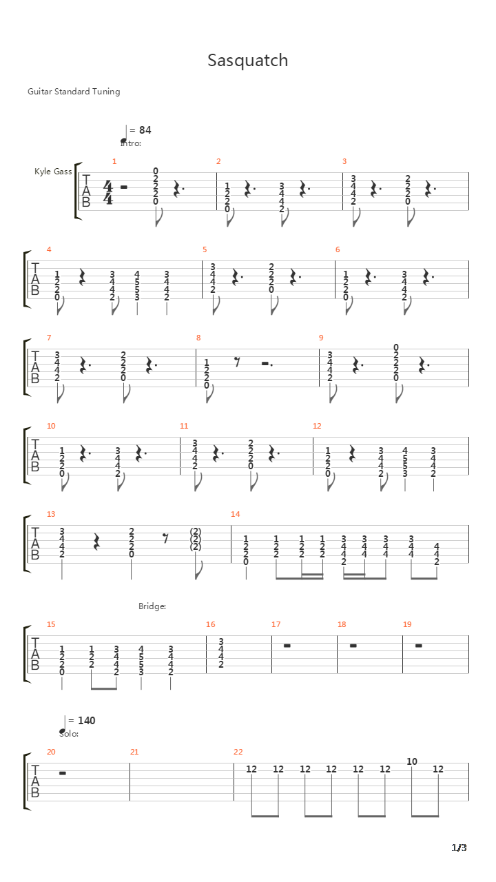 Sasquatch吉他谱