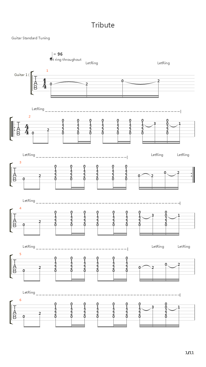 Tribute吉他谱