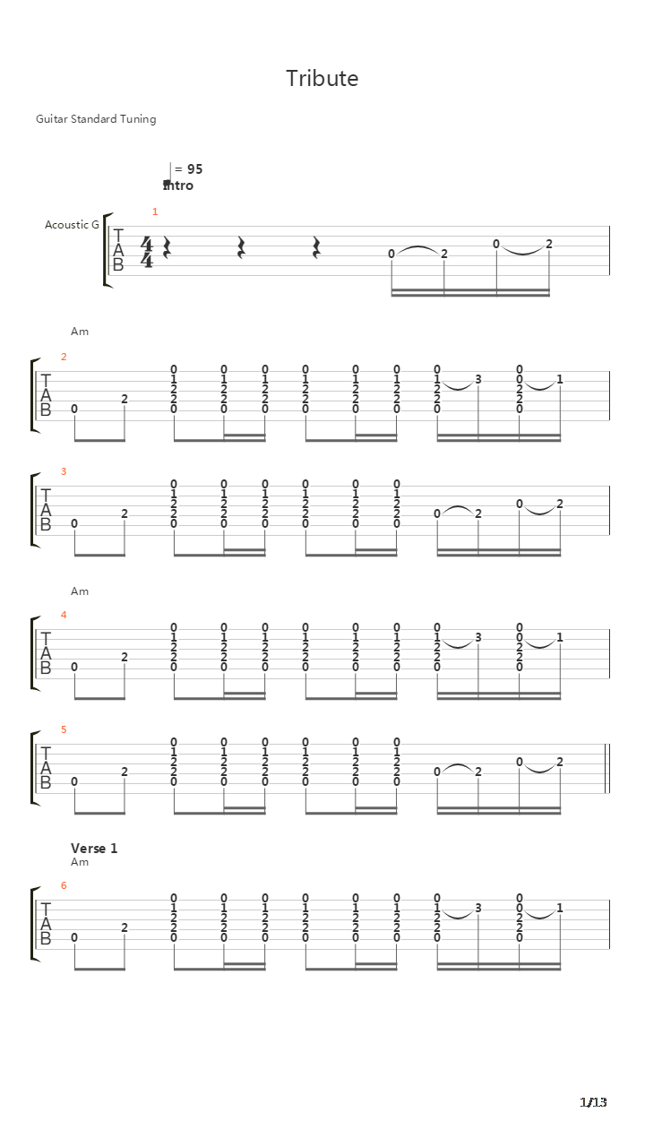 Tribute吉他谱